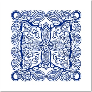 Paisley Print - Blue Aesthetic Posters and Art